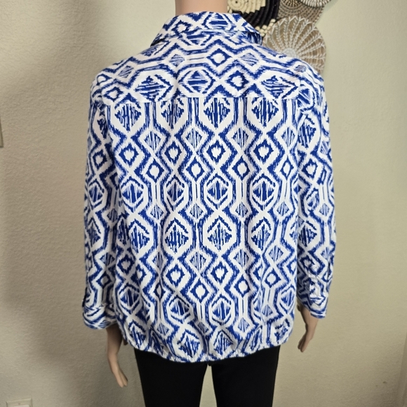 Chicos Xl Geometric Print Women's Top 3/4 Sleeve - Picture 2 of 12